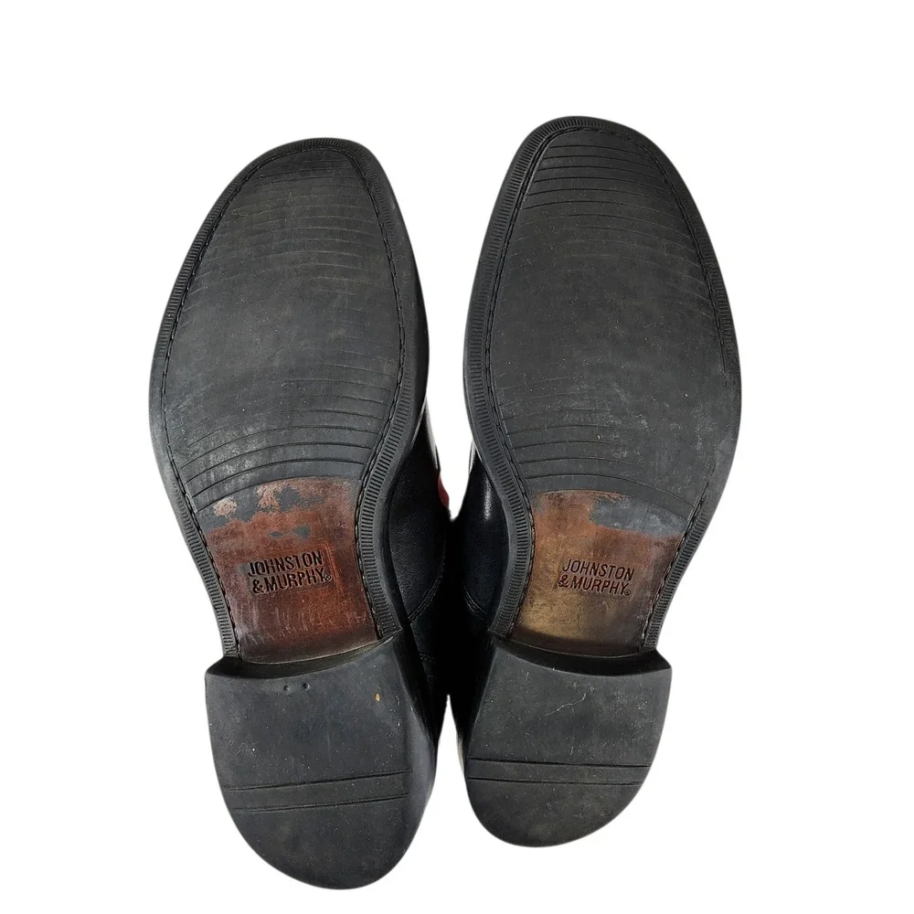 Johnston Murphy Loafer sz 9M Men Lewis Venitian Black Leather Slip On Dress Shoe